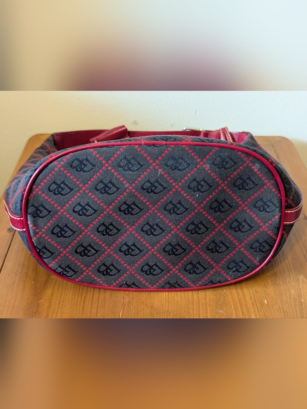 Dooney & Bourke Quilt Hobo Duck Fob Tassels Navy - Picture 4 of 12